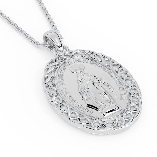 14K White Gold Silver Celtic