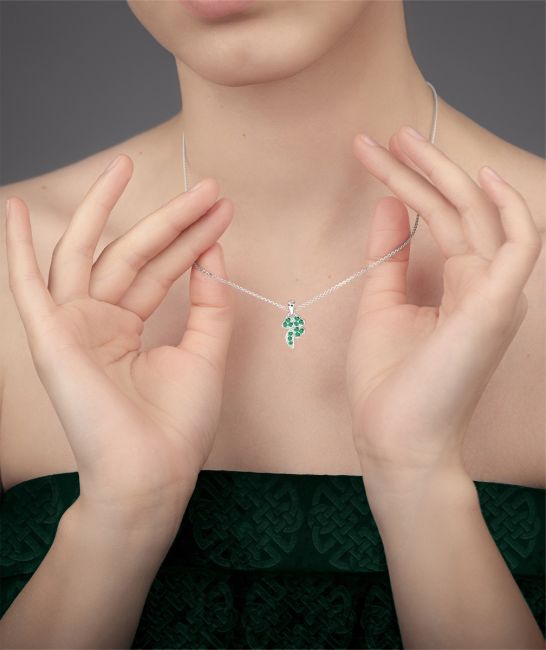 Silver Emerald .4cts Irish Shamrock Necklace