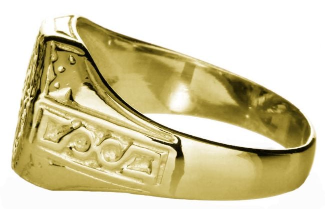 14K Yellow Gold Silver Celtic Cross Ring Mens Ladies Unisex