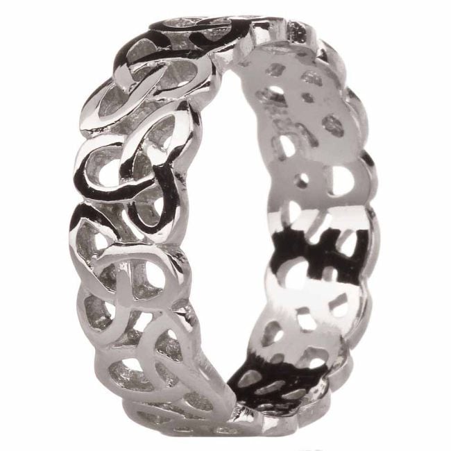 Ladies 14K White Gold Silver Celtic Knot Ring 