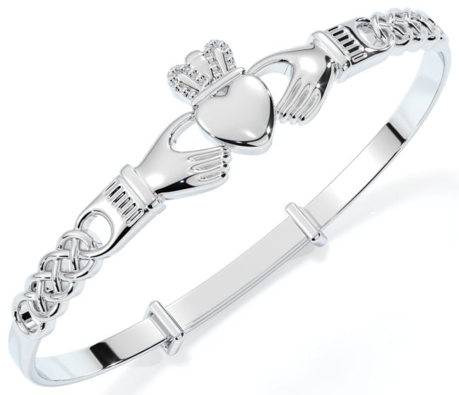 Claddagh Sterling Silver Bracelet 6 piece with extender 8424