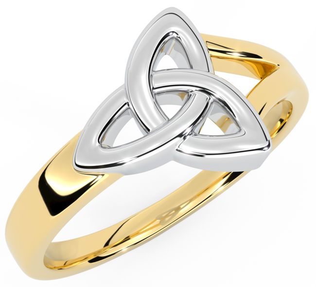 Ladies 14K Yellow & White Gold Silver Celtic Knot Ring