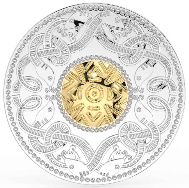 Gold Silver Celtic Warrior Brooch