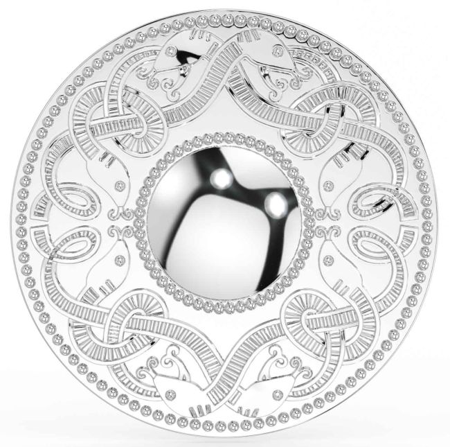 White Gold Celtic Warrior Brooch