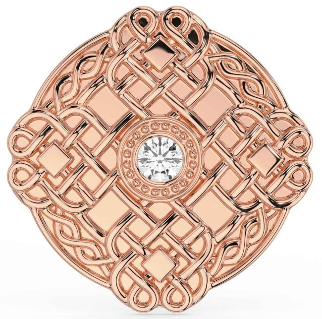 Diamond Rose Gold Silver Celtic Warrior Brooch