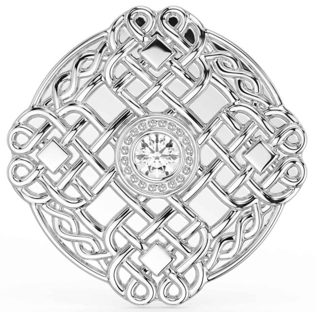 Diamond Silver Celtic Warrior Brooch