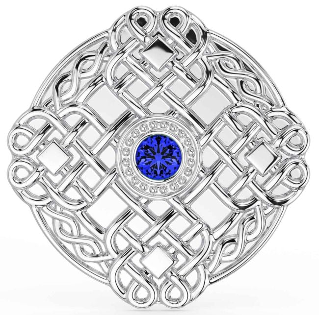 Sapphire Silver Celtic Warrior Brooch