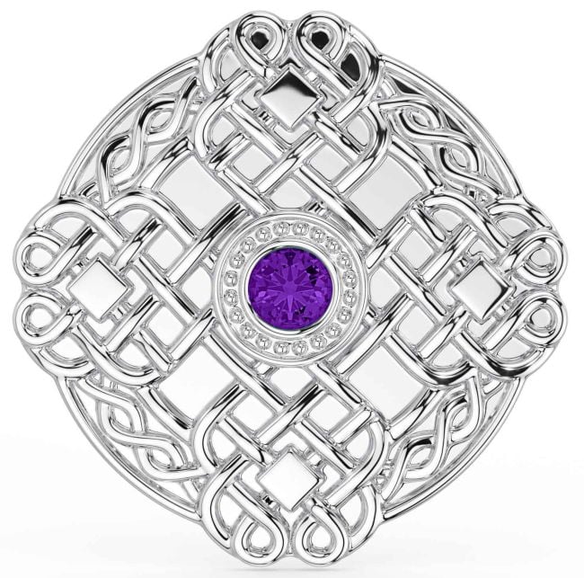 Amethyst White Gold Celtic Warrior Brooch