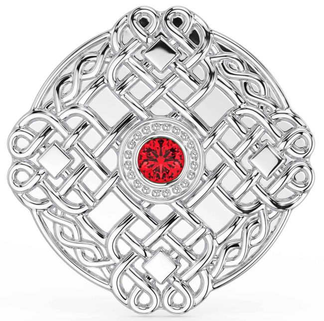 Ruby White Gold Celtic Warrior Brooch