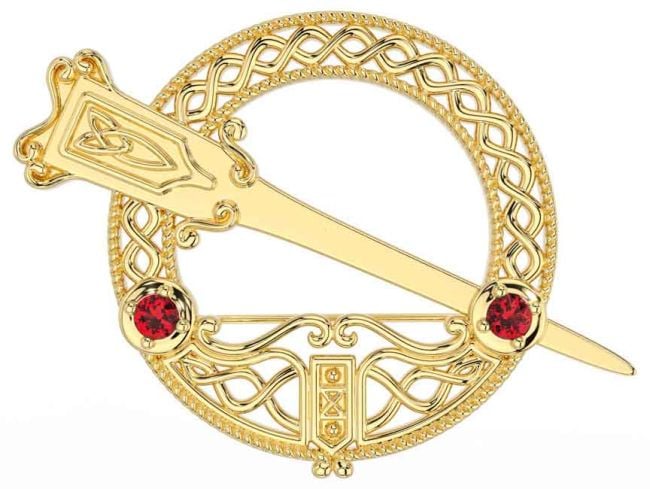 Ruby Gold Silver Celtic Ardagh Brooch