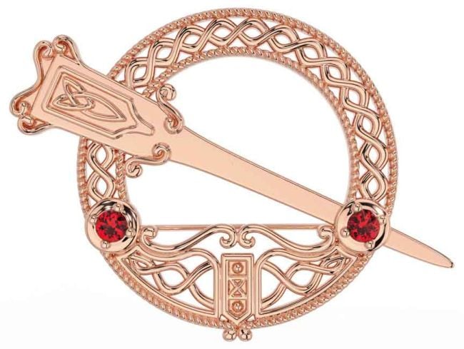 Ruby Rose Gold Celtic Ardagh Brooch