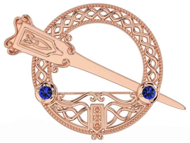 Sapphire Rose Gold Celtic Ardagh Brooch