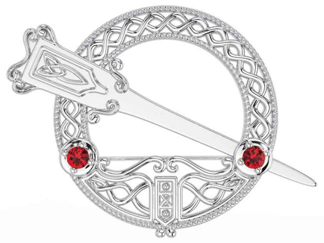 Ruby Silver Celtic Ardagh Brooch