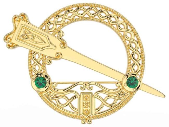 Emerald Gold Celtic Ardagh Brooch