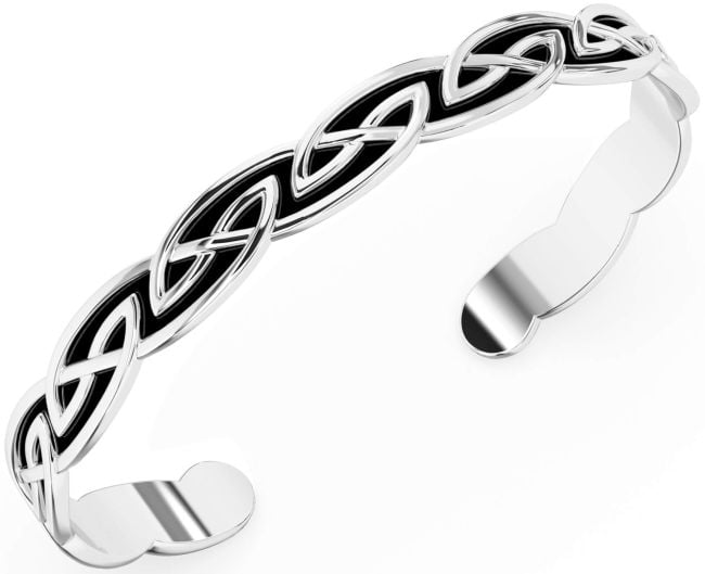 Silver Svart Rodium Keltiskt Manschett Armband