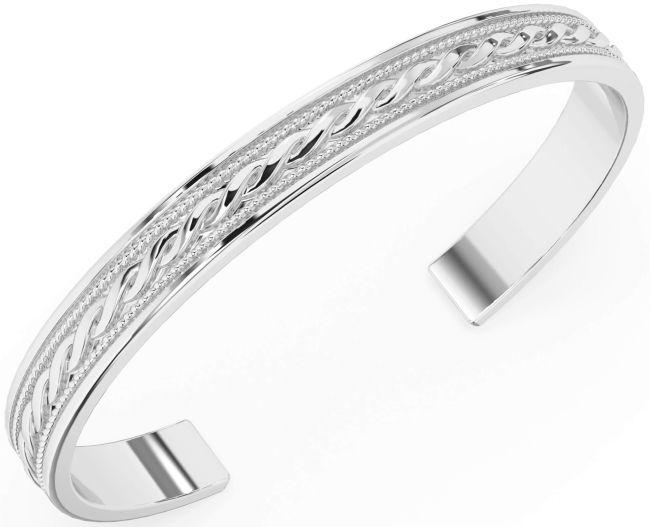 White Gold Celtic Cuff Bracelet