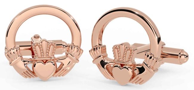 Rose Gold Silver Claddagh Cufflinks