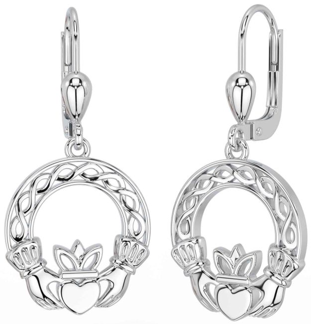 Plata céltico Claddagh Colgar Pendientes