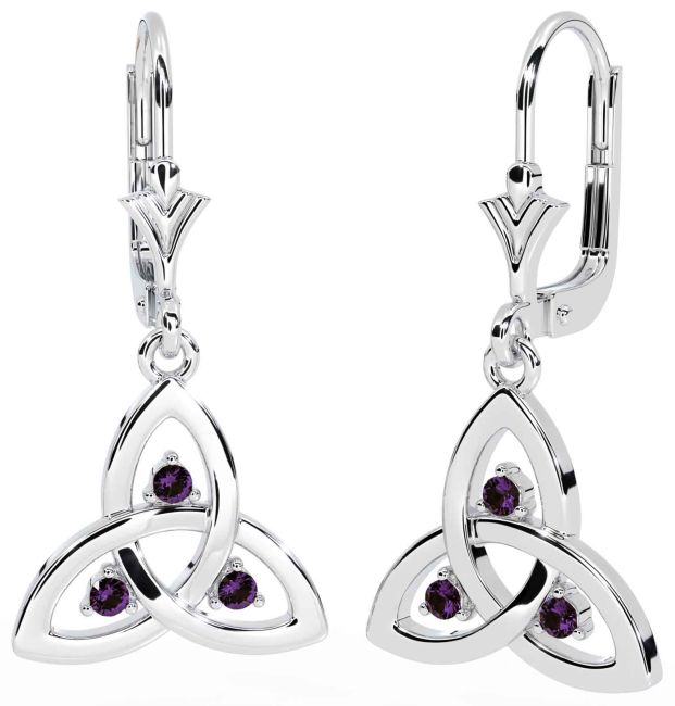 Alexandrite Silver Celtic Trinity Knot Dangle Earrings