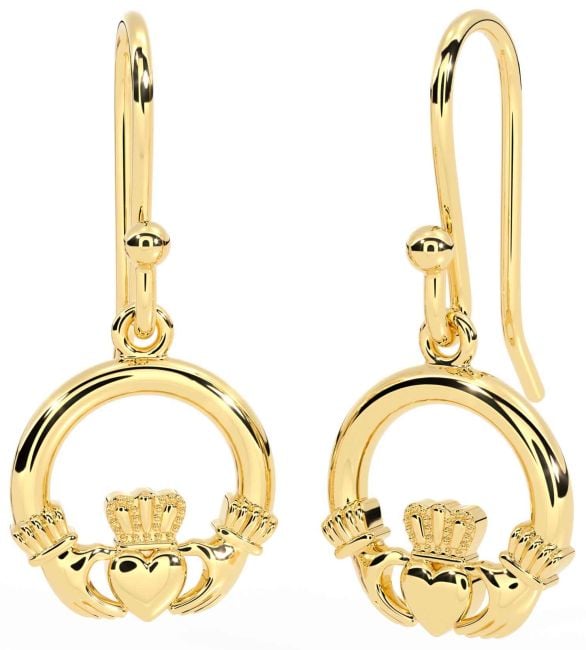 Gold Silver Claddagh Dangle Earrings