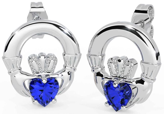 Claddagh de argint safir Cercei Stud