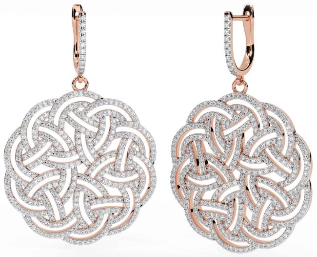 Grand Diamant Rose Or celtique Pendre Des boucles d'oreilles