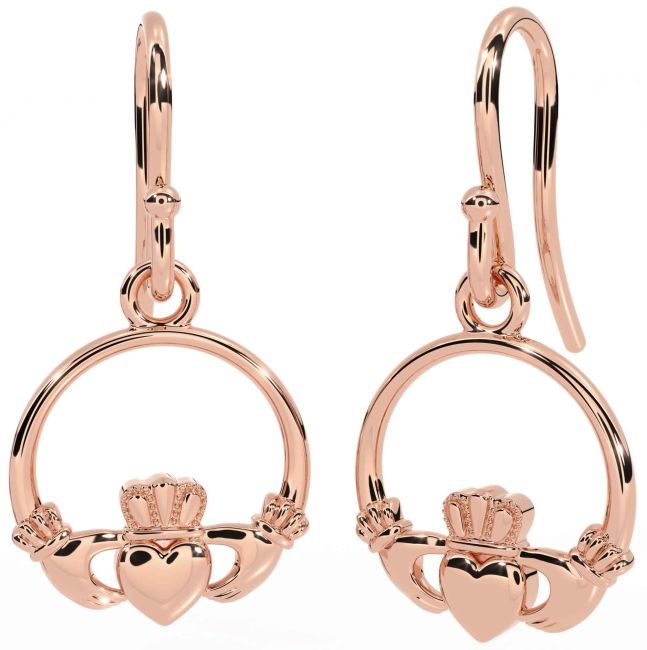 Rose Gold Claddagh Dangle Earrings