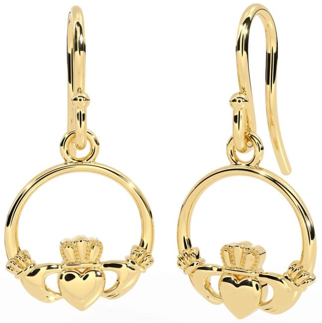 Gold Claddagh Dangle Earrings