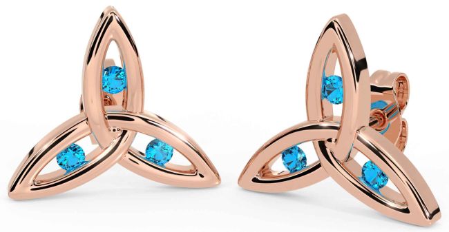 Topaz Rose Gold Silver Celtic Trinity Knot Stud Earrings