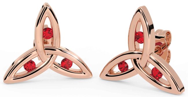Ruby Rose Gold Celtic Trinity Knot Stud Earrings