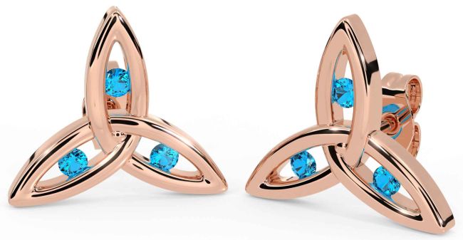 Topaz Rose Gold Celtic Trinity Knot Stud Earrings