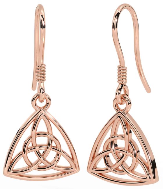 Rose Gold Celtic Trinity Knot Dangle Earrings