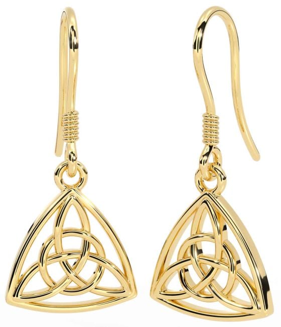 Gold Celtic Trinity Knot Dangle Earrings