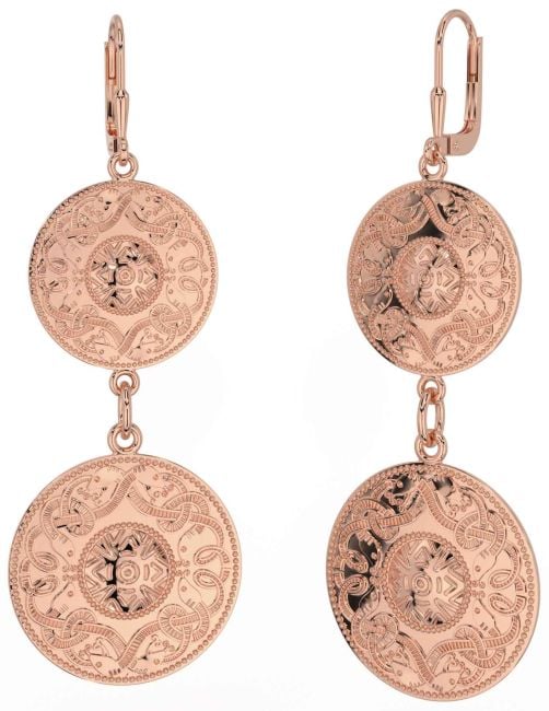 Rose Gold Celtic Warrior Dangle Earrings