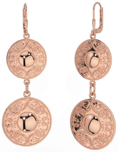 Rose Gold Silver Celtic Warrior Dangle Earrings