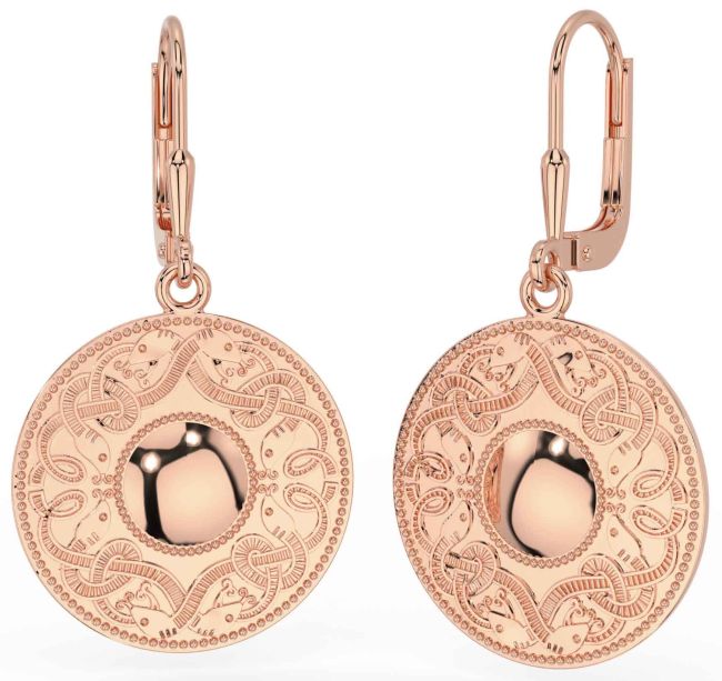 Rose Gold Celtic Warrior Dangle Earrings