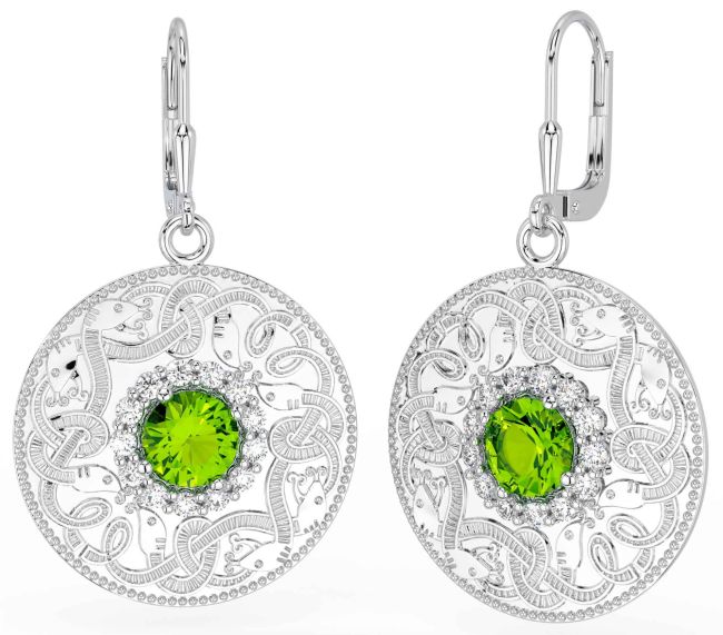 Diamante Peridoto Plata céltico Guerrero Colgar Pendientes