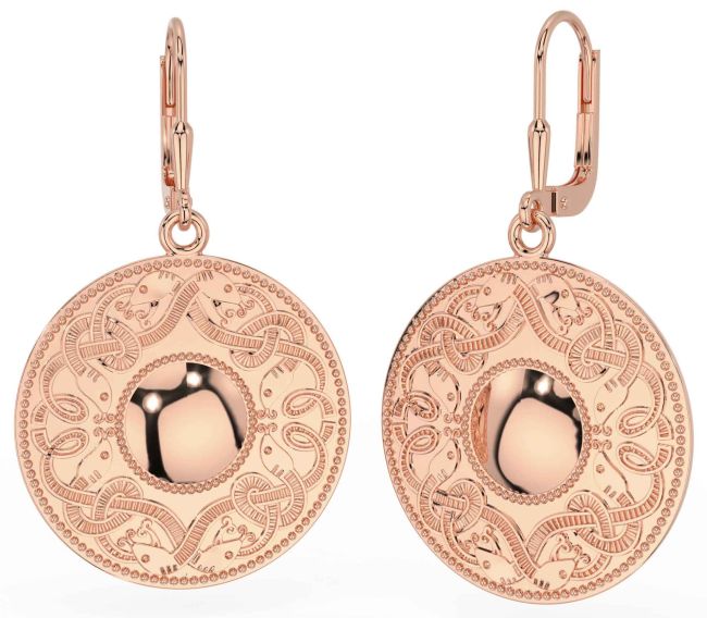 Rose Gold Silver Celtic Warrior Dangle Earrings