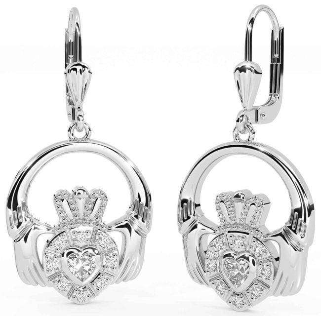 Diamant Argent Claddagh Pendre Des boucles d'oreilles