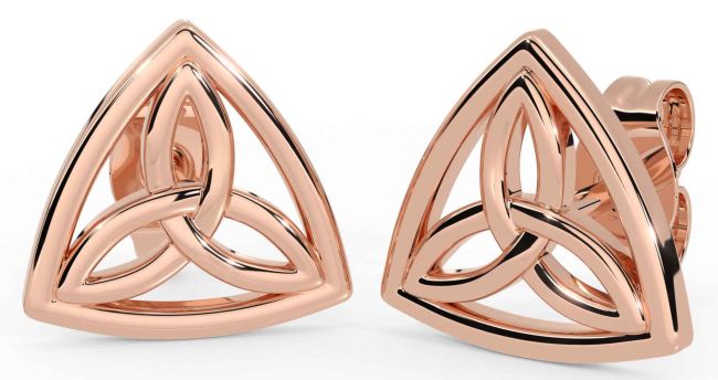 Rose Gold Silver Celtic Trinity Knot Stud Earrings