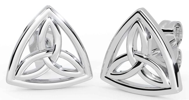 White Gold Celtic Trinity Knot Stud Earrings