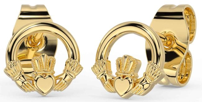 Gold Silver Claddagh Dangle Earrings