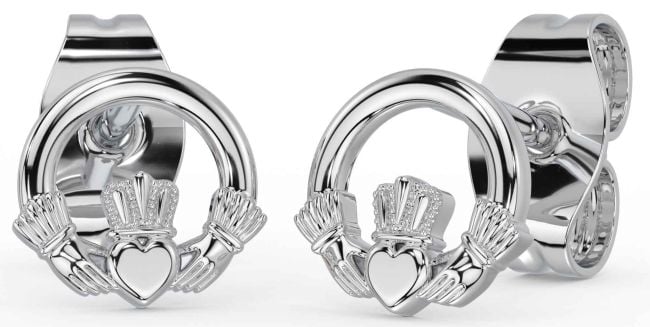 Silber Claddagh Baumeln Ohrringe