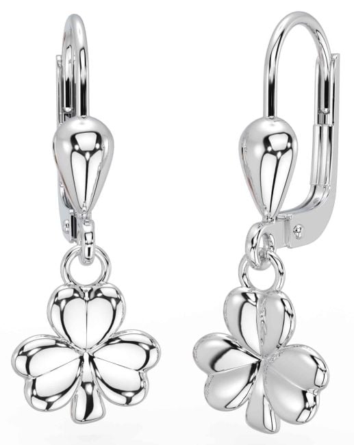 Silver Shamrock Dangle Earrings