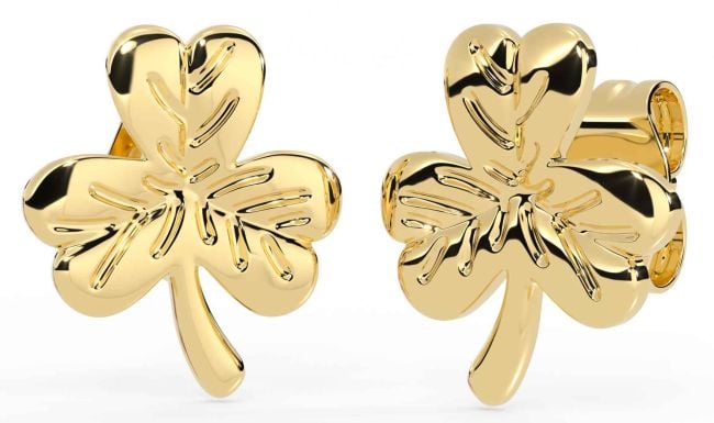 Gold Silver Shamrock Stud Earrings