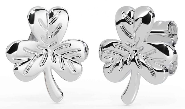 Silver Shamrock Stud Earrings