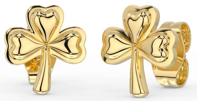 Gold Silver Shamrock Stud Earrings