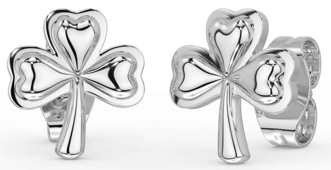 Silver Shamrock Stud Earrings