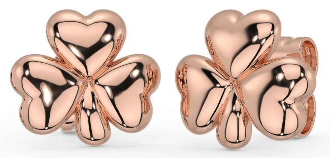 Rose Gold Silver Shamrock Stud Earrings