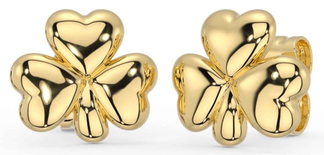 Gold Silver Shamrock Stud Earrings